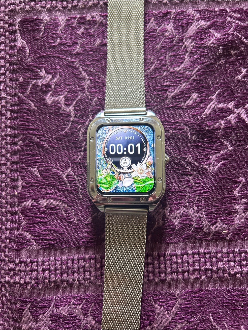 Silver Stainless Steel Smartwatch with Milanese Mesh Band - Silver
